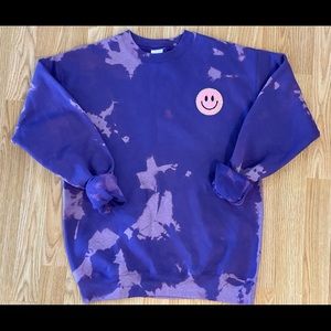 Purple acid wash smiley face sweatshirt
